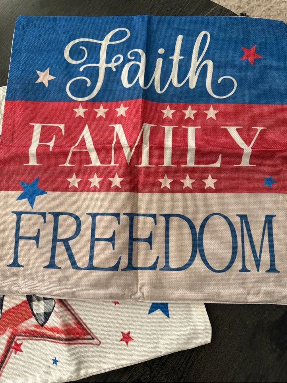 Patriotic Stars & Stripes Holiday Throw Pillow Cover Set - Red White Blue